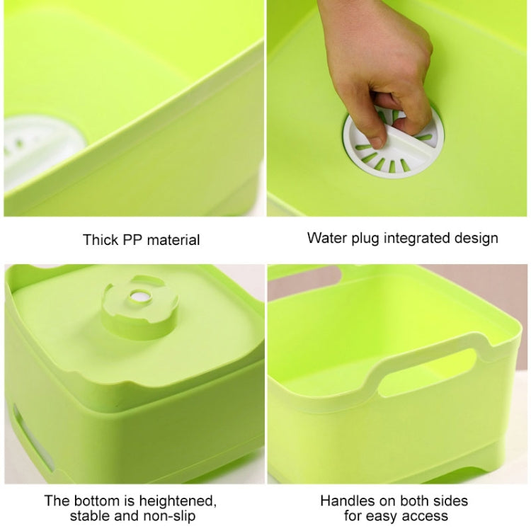 2 PCS Multifunctional Mobile Sink Kitchen Plastic Vegetable Washing Basket Fruit And Vegetable Storage Drain Basket, Pink, Purple, Green, Blue, White, Dark Gray, Dark Green