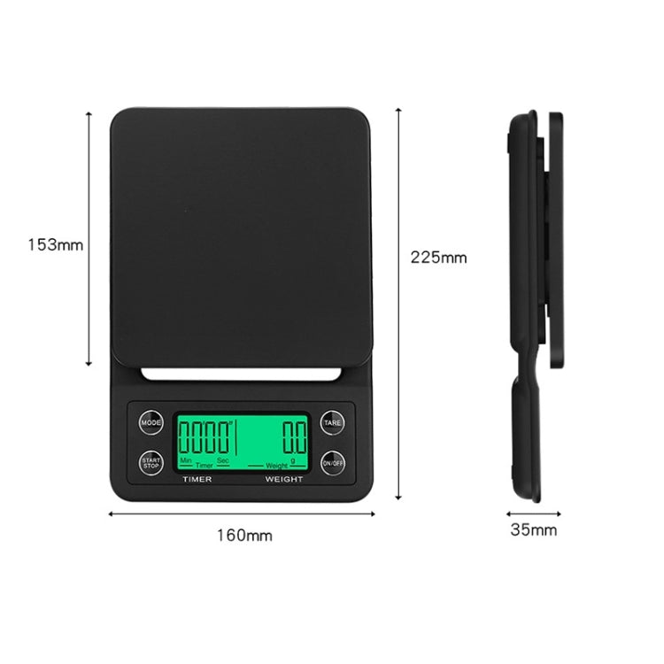 Hand Punch Coffee Scales Timing Electronic Timer Scale Kitchen Scales, 3kg/0.1g, 5kg/0.1g