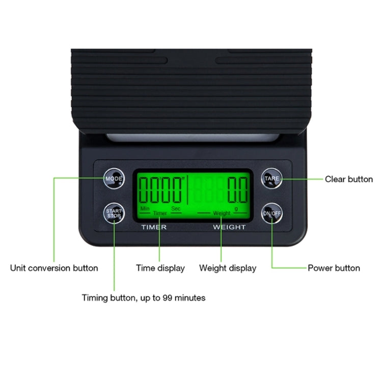 Hand Punch Coffee Scales Timing Electronic Timer Scale Kitchen Scales, 3kg/0.1g, 5kg/0.1g