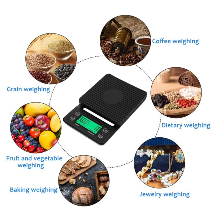 Hand Punch Coffee Scales Timing Electronic Timer Scale Kitchen Scales, 3kg/0.1g, 5kg/0.1g