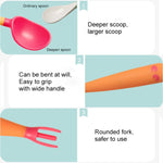 Baby Learning To Eat Bending Training Elbow Twisting Spoon Fork