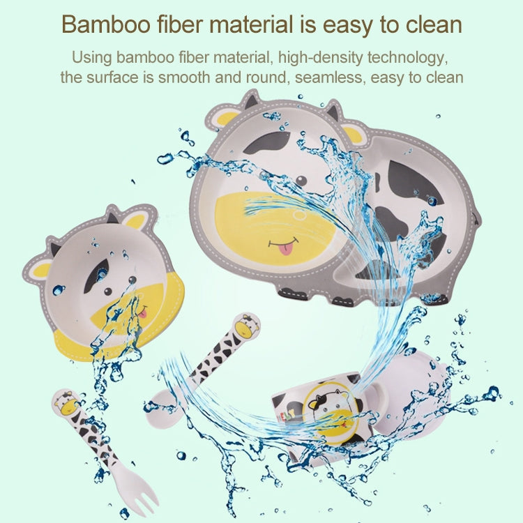 Bamboo Fiber Children Tableware Set Household Cute Cartoon Baby Food Supplement Plate Set, 040 Giraffe, 041 Cow, 042 Lion, 043 Monkey, 044 Panda, 045 Frog