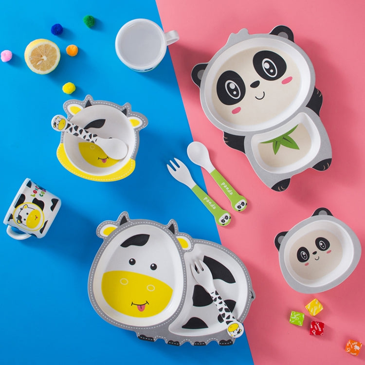Bamboo Fiber Children Tableware Set Household Cute Cartoon Baby Food Supplement Plate Set, 040 Giraffe, 041 Cow, 042 Lion, 043 Monkey, 044 Panda, 045 Frog