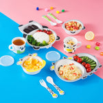 Bamboo Fiber Children Tableware Set Household Cute Cartoon Baby Food Supplement Plate Set, 040 Giraffe, 041 Cow, 042 Lion, 043 Monkey, 044 Panda, 045 Frog