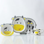 Bamboo Fiber Children Tableware Set Household Cute Cartoon Baby Food Supplement Plate Set, 040 Giraffe, 041 Cow, 042 Lion, 043 Monkey, 044 Panda, 045 Frog