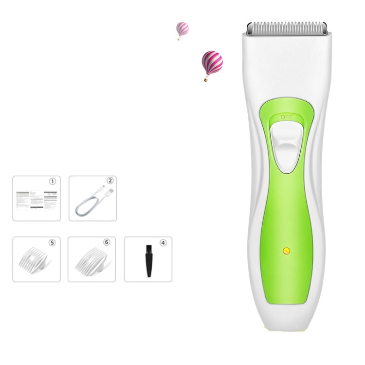 ماكينة حلاقة كهربائية قابلة لإعادة الشحن للأطفال، أدوات قص الشعر، أخضر وأبيض، أزرق وأبيض