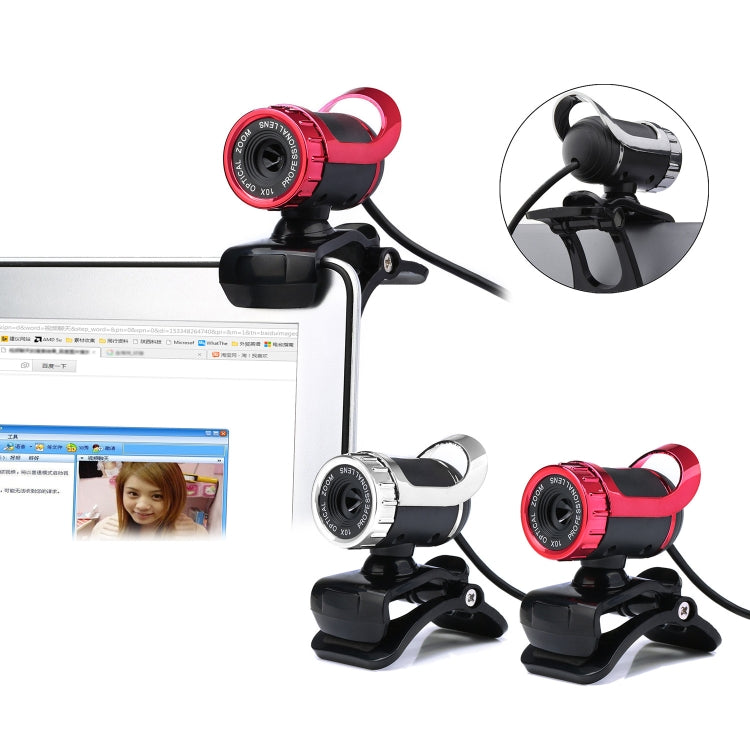 كاميرا دورة شبكة الكمبيوتر HXSJ A859 بدقة 480P مع ميكروفون يمتص الصوت مدمج، أحمر، أسود، بدون وظيفة كاميرا باللون الأسود، بدون وظيفة كاميرا باللون الأحمر