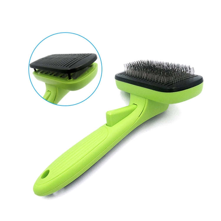 Pet Hair Removal Comb Automatic Hair Removal Brush Dog Hair Grooming Comb Cleaning Supplies, Green