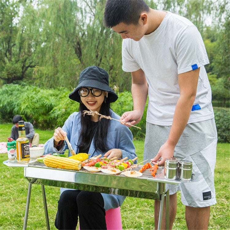 HZ-003 BBQ Grill Outdoor Portable Stainless Steel Stove Household Charcoal Barbecue Rack, M, L