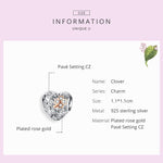 925 Sterling Silver Heart-shaped Beaded Hollow Four-leaf Clover DIY Bracelet Accessories, SCC1248