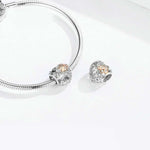 925 Sterling Silver Heart-shaped Beaded Hollow Four-leaf Clover DIY Bracelet Accessories, SCC1248