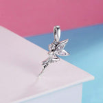 925 Sterling Silver Flower Fairy Dangle Pendant Women DIY Bracelets Necklaces Accessories, SCC359
