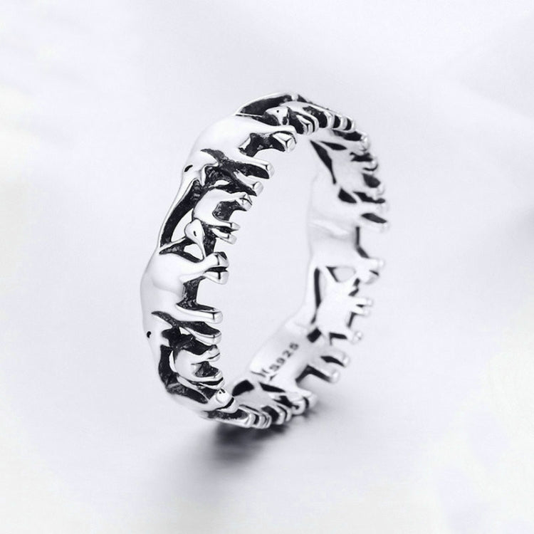 S925 Sterling Silver Ring Elephant Family Vintage Inlaid Ring, 6 US Size, 7 US Size, 8 US Size, 9 US Size