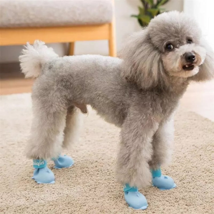4 PCS/Set  Cartoon Dog Shoes Pet Silicone Waterproof Rain Boots, S, M, L