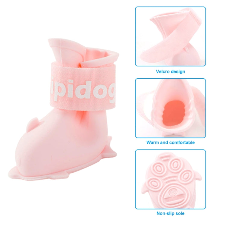 4 PCS/Set  Cartoon Dog Shoes Pet Silicone Waterproof Rain Boots, S, M, L