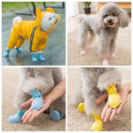 4 PCS/Set  Cartoon Dog Shoes Pet Silicone Waterproof Rain Boots, S, M, L