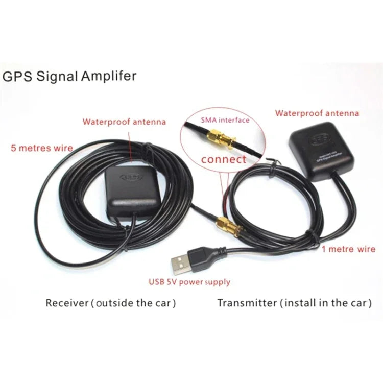 مضخم إشارة هوائي ملاحة GPS للسيارة 2 في 1، مضخم إشارة