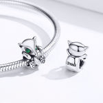 S925 Sterling Silver Little Fox Beads DIY Bracelet Accessories Charm Loose Beads