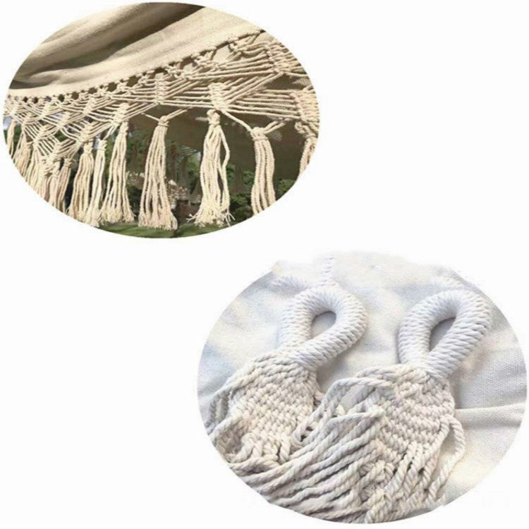 Tassel Hammock Double Canvas Hammock Outdoor Indoor Photography Props, 200x150cm White, 200x150cm Black, 240x150cm White