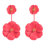 1 Pair Boho Style Earrings Alloy Flower Long Earrings, White, Yellow, Red, Black, Pink, Dark Green