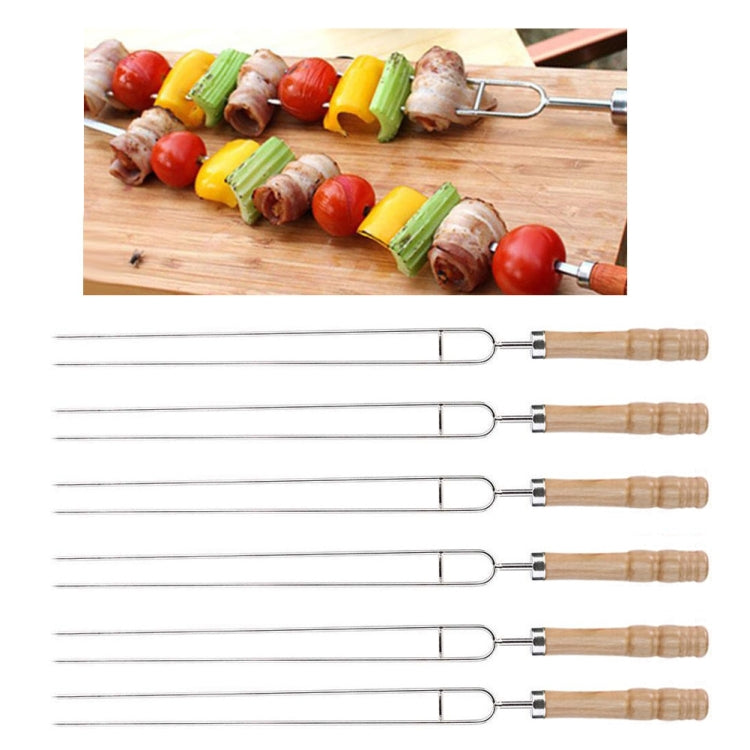 Stainless Steel Barbecue Skewers Barbecue Fork U-shaped Barbecue Fork, Spec: 6pcs + 2  Sweeps, 6 PCS and 2 sweeps in color box, 6 PCS, 4 PCS