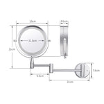 Wandmontierter, ausziehbarer LED-Schminkspiegel mit Lampe, HD-Doppelseitenspiegel, Wandmontage, ausziehbar