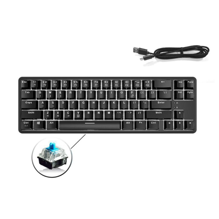 Ajazz K680T Mini USB Wired Dual-mode Charging 68-keys Laptop Bluetooth Mechanical Keyboard, Cable Length: 1.6m, Green Shaft, Black Shaft, Tea Shaft