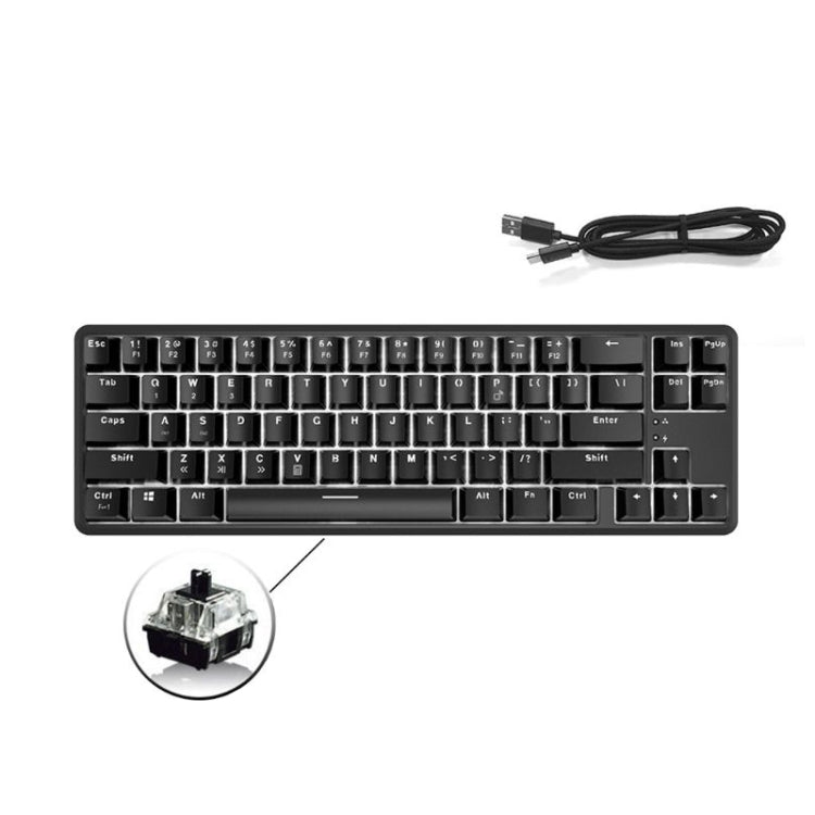 Ajazz K680T Mini USB Wired Dual-mode Charging 68-keys Laptop Bluetooth Mechanical Keyboard, Cable Length: 1.6m, Green Shaft, Black Shaft, Tea Shaft