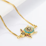سوار نسائي مزخرف بشكل سلحفاة حيوانية من النحاس المبتكر مزين بزركون