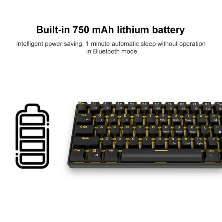 RK61 61 Keys Bluetooth / Wireless Dual Modes Tablet Mobile Gaming Mechanical Keyboard, Cable Length: 1.5m, Green Shaft, Tea Shaft, Red Shaft