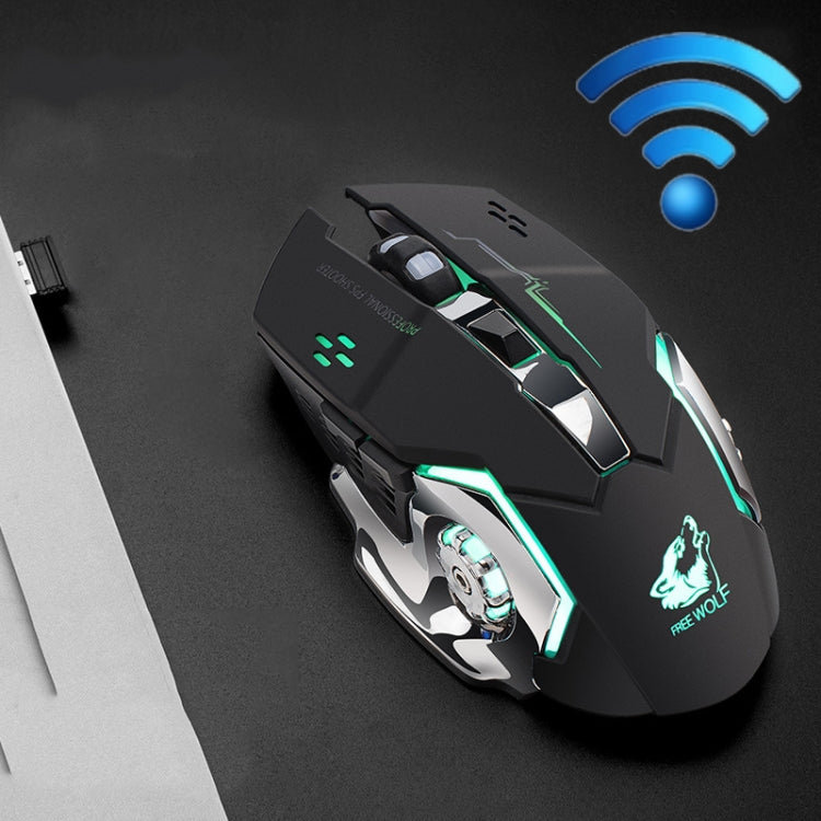 FREEDOM-WOLF X8 2400 DPI 6 Keys 2.4G Wireless Charging Silent Luminous Gaming Mechanical Mouse, X8 Black, X8 Metal Grey, X8 Star Black