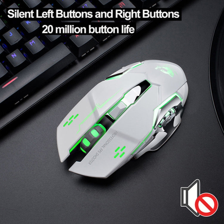 FREEDOM-WOLF X8 2400 DPI 6 Keys 2.4G Wireless Charging Silent Luminous Gaming Mechanical Mouse, X8 Black, X8 Metal Grey, X8 Star Black