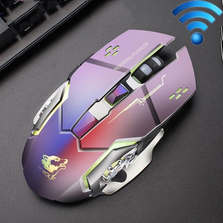FREEDOM-WOLF X8 2400 DPI 6 Keys 2.4G Wireless Charging Silent Luminous Gaming Mechanical Mouse, X8 Black, X8 Metal Grey, X8 Star Black