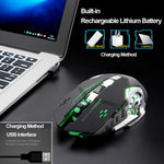 ماوس ألعاب ميكانيكي لاسلكي FREEDOM-WOLF X8 بدقة 2400 DPI مع 6 أزرار وشحن لاسلكي وصامت ومضيء، X8 أسود، X8 رمادي معدني، X8 أسود نجمي