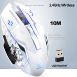ماوس ألعاب ميكانيكي لاسلكي FREEDOM-WOLF X8 بدقة 2400 DPI مع 6 أزرار وشحن لاسلكي وصامت ومضيء، X8 أسود، X8 رمادي معدني، X8 أسود نجمي
