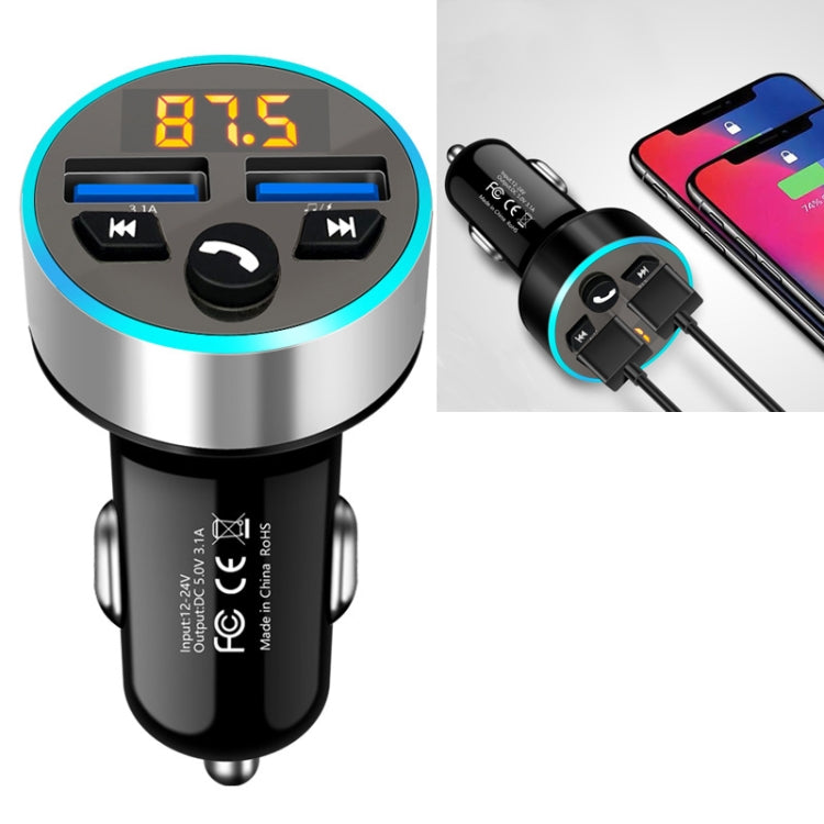 Halo Car MP3 Bluetooth Player Car Charger Car FM Transmitter 3.1A Car Charger, Elegant Black, Tyrant Gold, Snow Silver