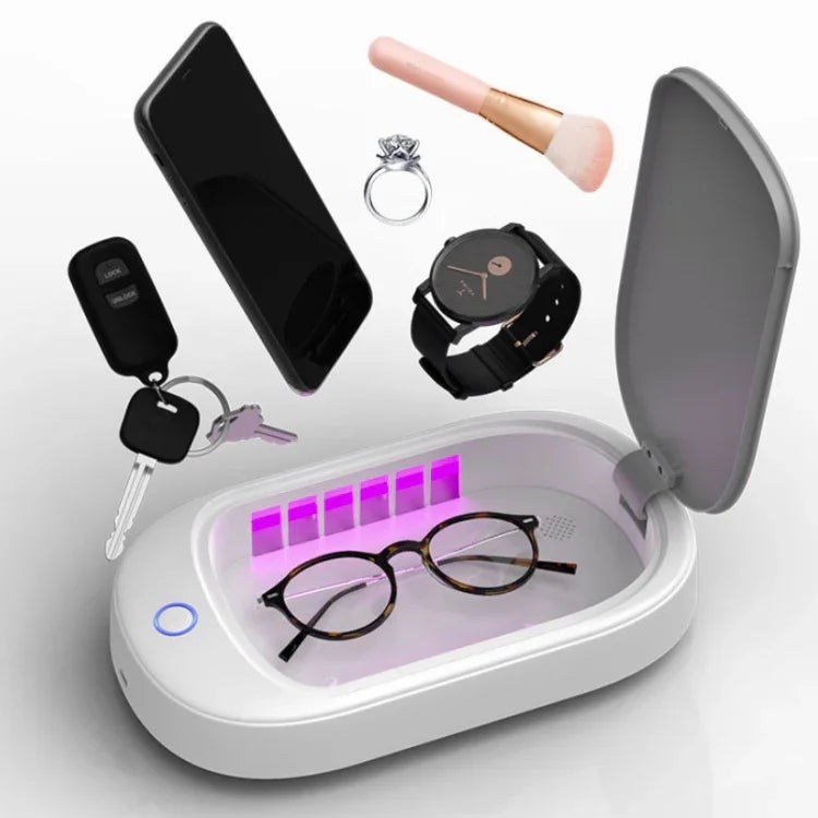 HE01 Sterilization Box  Mobile Phone Disinfection Box UVC Ultraviolet Sterilization Lamp, Grey Lid, Dark Green Lid