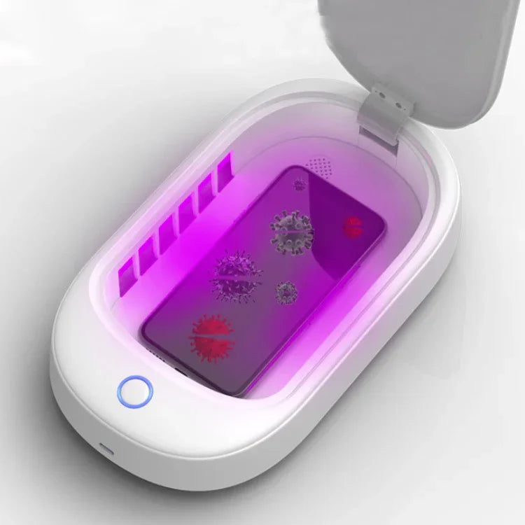 HE01 Sterilization Box  Mobile Phone Disinfection Box UVC Ultraviolet Sterilization Lamp, Grey Lid, Dark Green Lid