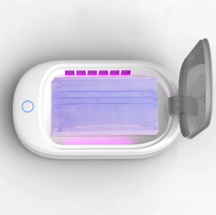 HE01 Sterilization Box  Mobile Phone Disinfection Box UVC Ultraviolet Sterilization Lamp, Grey Lid, Dark Green Lid