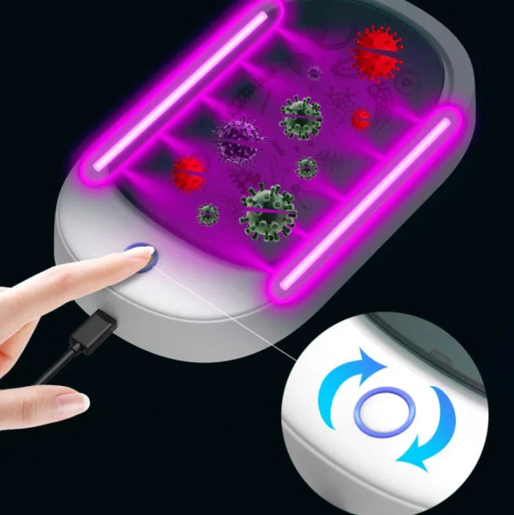 HE01 Sterilization Box  Mobile Phone Disinfection Box UVC Ultraviolet Sterilization Lamp, Grey Lid, Dark Green Lid