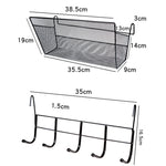 Dormitory Upper Bunk Bedside Storage Rack Bedside Hanging Basket Hook, Black Hanging Basket + Black Hook, White Hanging Basket + White Hook
