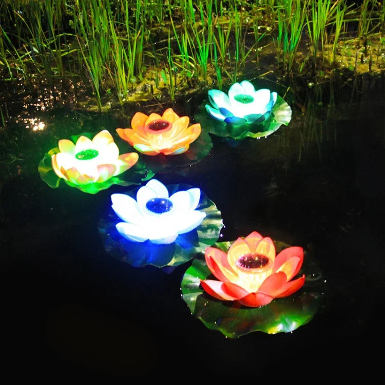 Solar Outdoor Waterproof Floating Light Garden Courtyard Lotus Light, Pink, Light Yellow, White, Purple, Red