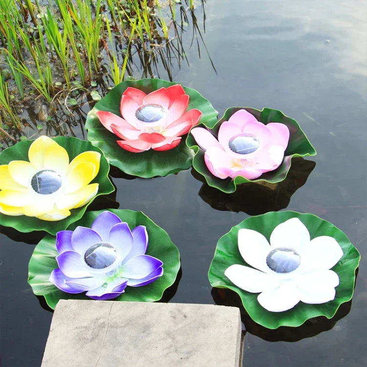 Solar Outdoor Waterproof Floating Light Garden Courtyard Lotus Light, Pink, Light Yellow, White, Purple, Red