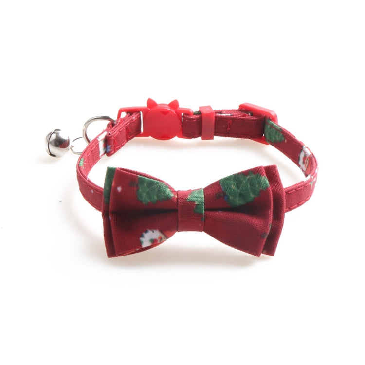 Christmas Snowman & Tree Pattern Pet Collar with Bells, With Bow, Without Bow