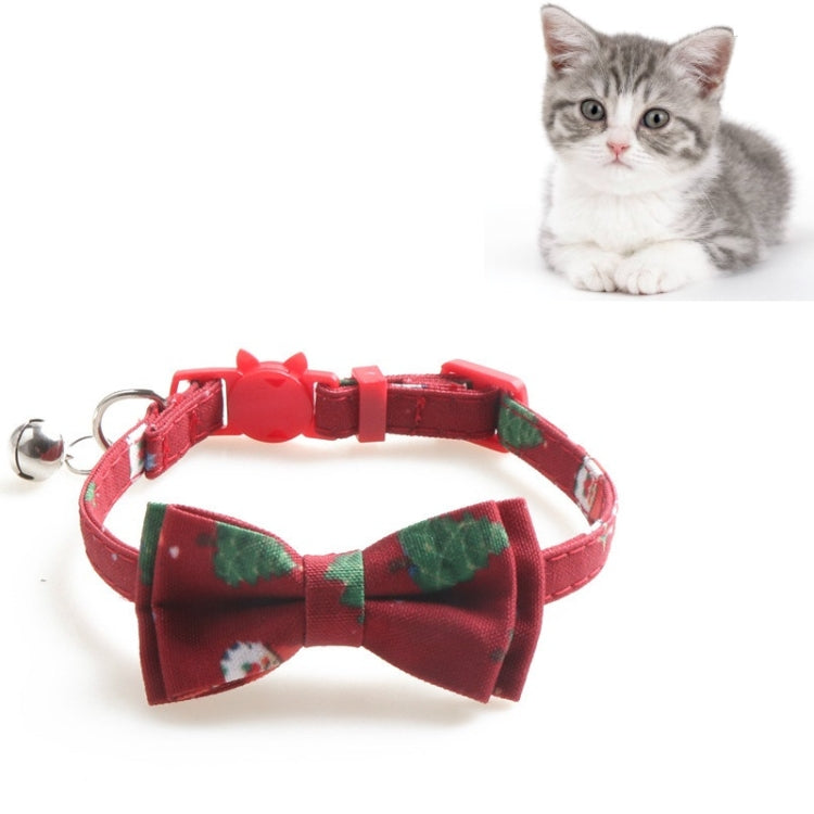 Christmas Snowman & Tree Pattern Pet Collar with Bells, With Bow, Without Bow
