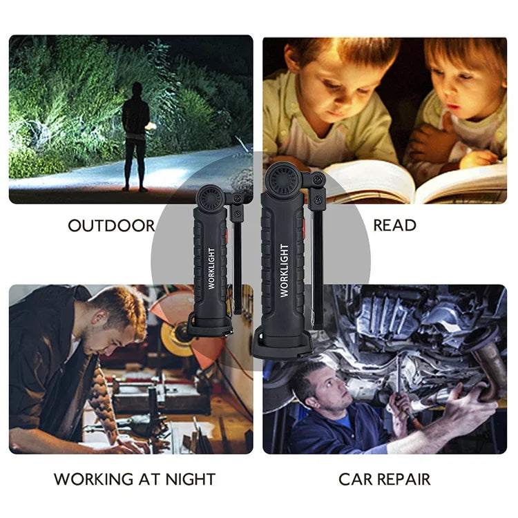 Handheld Movable Work Lights USB Charging Multi-functional and Folding Emergency Lights, 11 x3.6cm, 14.8 x 4.7cm