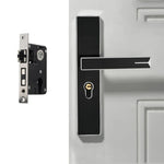 Mute Strong Magnetic Aluminum Alloy Interior Door Lock Door Bedroom Hardware Handle Lock, Black Gold Small 50 Lock Body, Black Silver Small 50 Lock Body