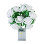 Rose Flower Battery Powered Fairy Lights Wedding Home Birthday Party Garland Decor String Lamp, Warm White, White Light