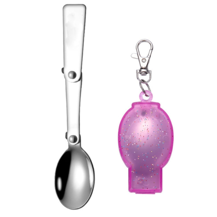 2PCS Stainless Steel Folding Fork Spoon Integrated Dual-use Picnic Portable Tableware, Random Color Delivery, Spoon, Fork