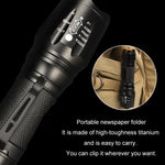 T02 Pen Clip Mini Flashlight T6 Telescopic Zoom Led Flashlight Outdoor Waterproof Long Shot Glare Flashlight, T02 Pen Clip